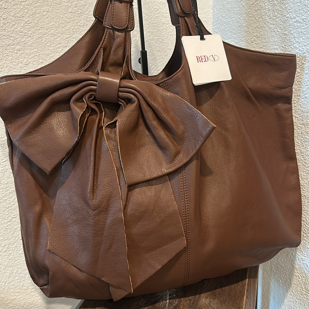 Red Valentino Hobo Bag with XLarge Bow Chocolate NEW!!! - Picture 3 of 12